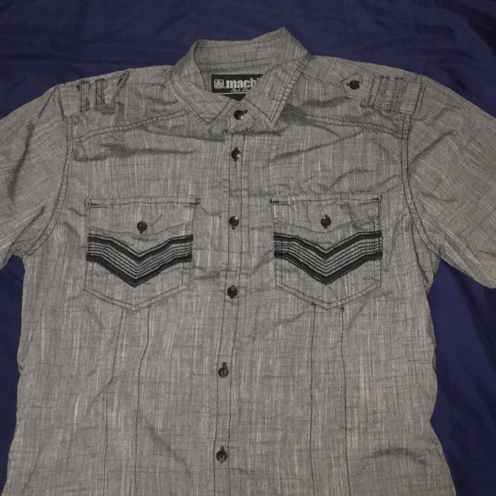 Grey And Black Button Down